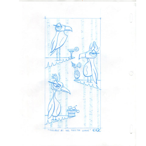 Trouble At The Treetop Lounge Original Sketch