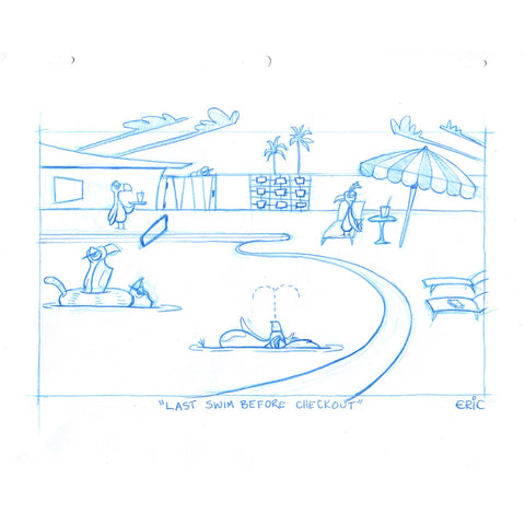 Last Swim Before Checkout Original Sketch