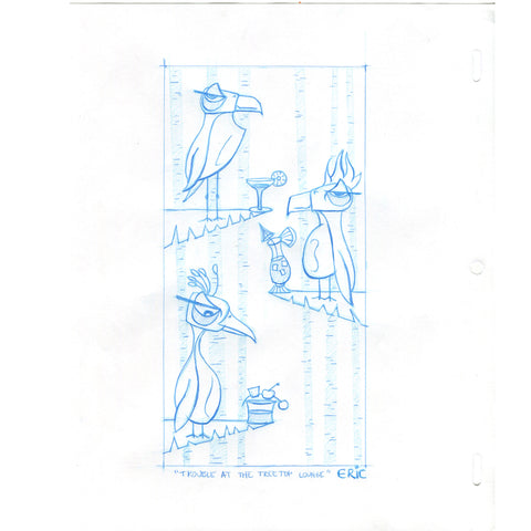 Trouble At The Treetop Lounge Original Sketch